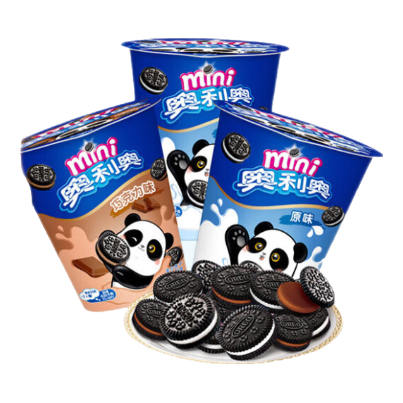 PLUS会员：奥利奥（Oreo）mini小饼干双口味夹心饼干55gX3杯 早餐下午茶零食 8.92元