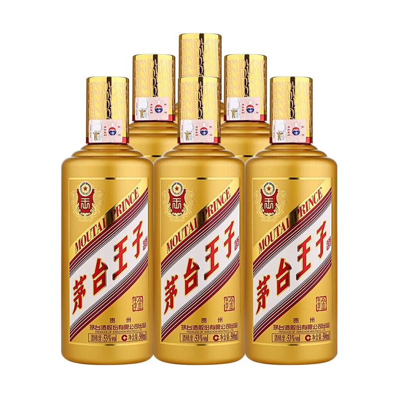 MOUTAI 茅台 金王子 酱香型白酒 53度 500ml*6瓶 整箱装 1299.4元