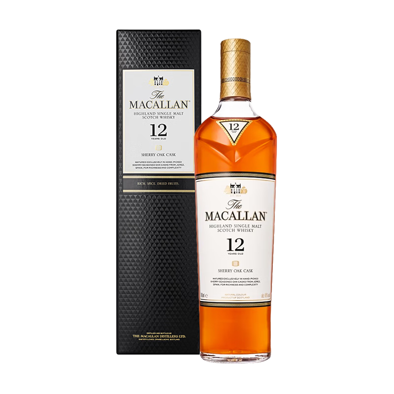 PLUS会员、京东百亿补贴：MACALLAN 麦卡伦 12年雪莉桶 单一麦芽威士忌 700ml 进口洋酒 礼盒装 671.22元包邮