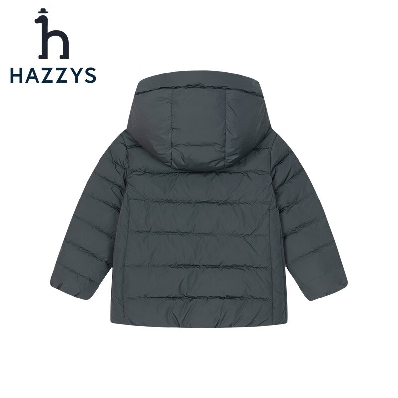 HAZZYS 哈吉斯 男童簡約保暖舒適中長款羽絨服 墨綠 券后591.01元