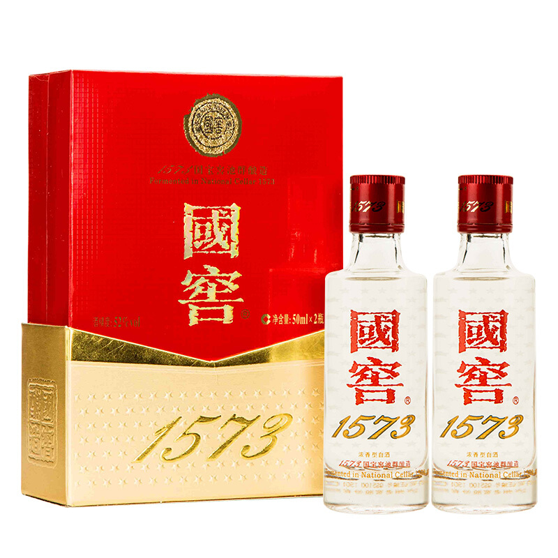 国窖1573 泸州老窖 国窖1573 52度 浓香型白酒 50ml*2瓶 礼盒装 券后134.63元