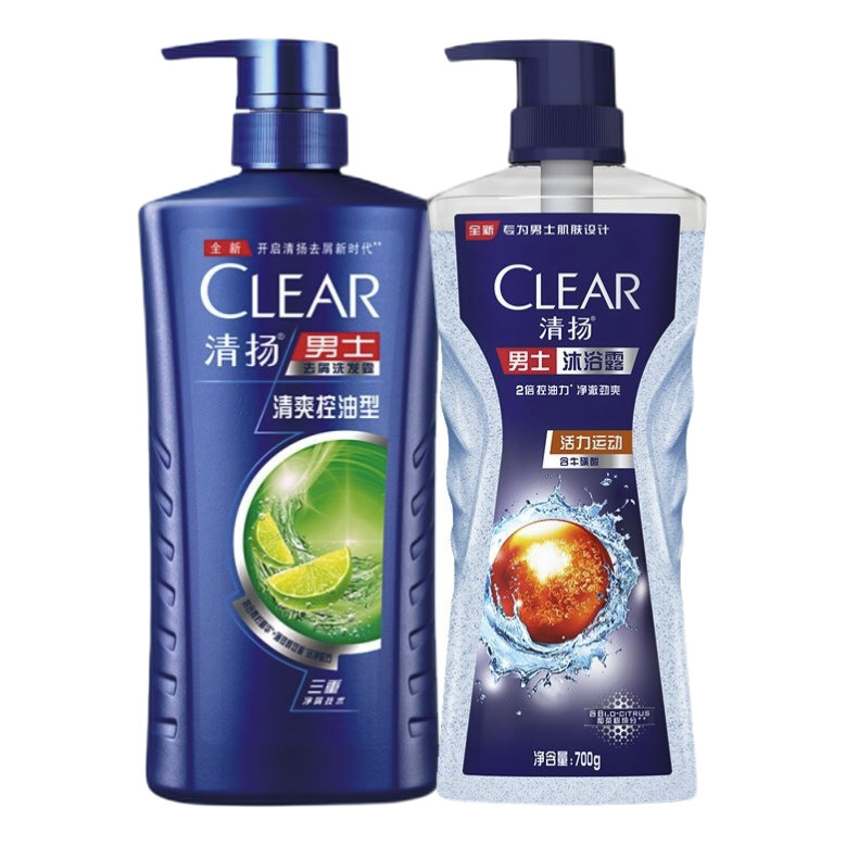 CLEAR 清扬 洗发沐浴套装活力运动沐浴露700g+100g 清爽控油洗发水720g+100g 86.9元