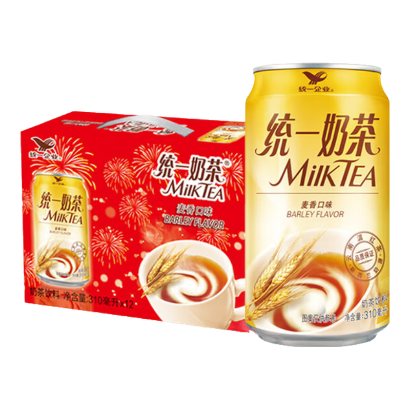 plus会员：统一奶茶 麦香口味 奶茶饮料310ml*12罐*2件 65.4元（需领券，合32.7元/件）