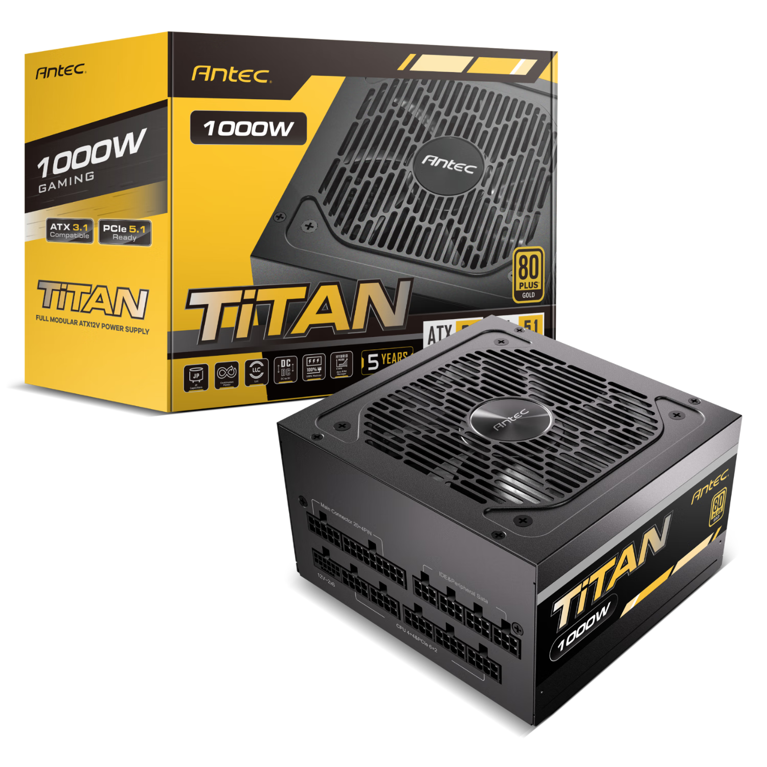 Antec 安钛克 额定1000w Titan电源全模ATX3.1/原生PCIE5.1/日系电容/自动启停/接口全电压/智能温控 券后705.36元