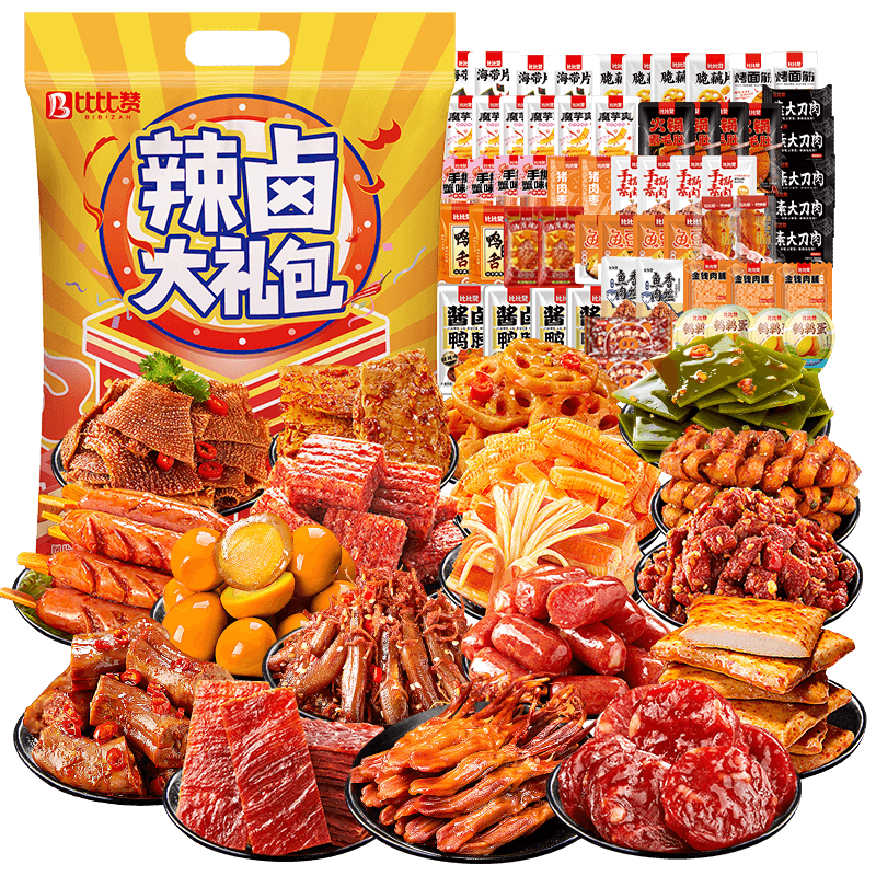 plus、有券上：比比赞（BIBIZAN） 辣卤零食大礼包60包680g 13.9元