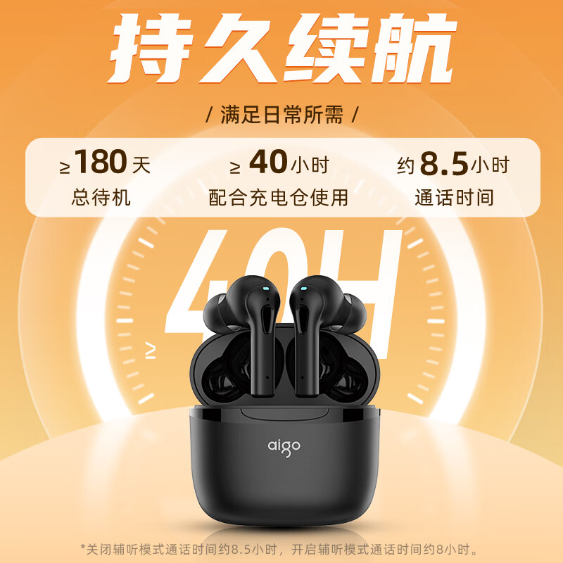 aigo 爱国者 蓝牙耳机TWS开放挂耳式 支持辅听 G01 70小时续航 券后156.01元