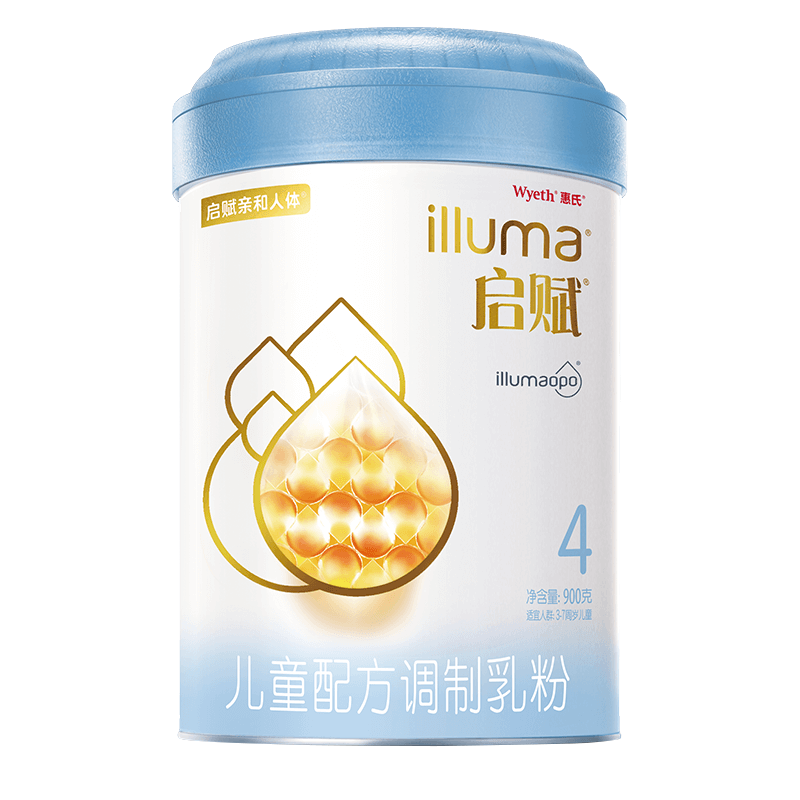 惠氏启赋 (Wyeth illuma) 蓝钻4段HMO儿童配方奶粉 爱尔兰草饲奶源 1罐810g ￥189.83