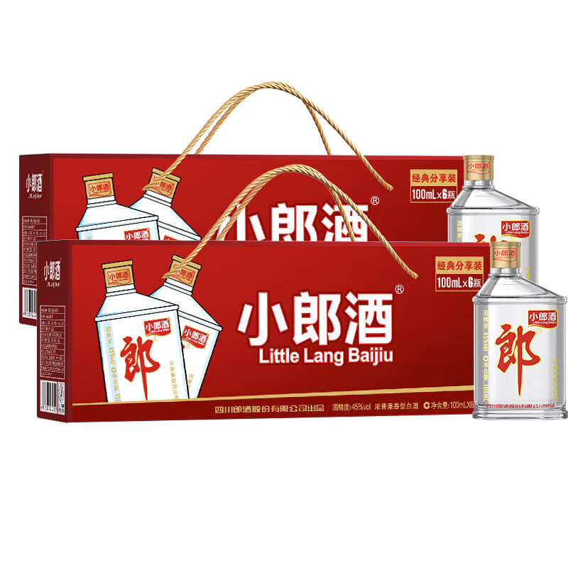 限移动端：LANGJIU 郎酒 经典小郎酒 45度 浓酱兼香型白酒 100ml*12瓶 124.15元（需买2件，需用券）