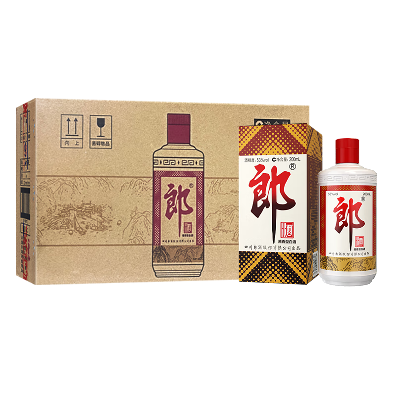 预售：郎酒 普郎 53度 酱香型白酒 200ml*12瓶 整箱装 1028元 包邮（定金10元，可抵770元）