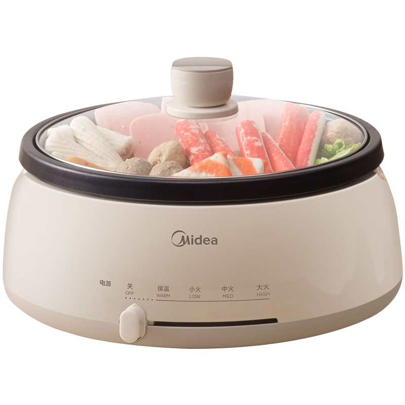 Plus会员：Midea 美的 电火锅 4L容量 可拆卸锅身易清洁 28P151 98.36元（晒单返后88.36元）