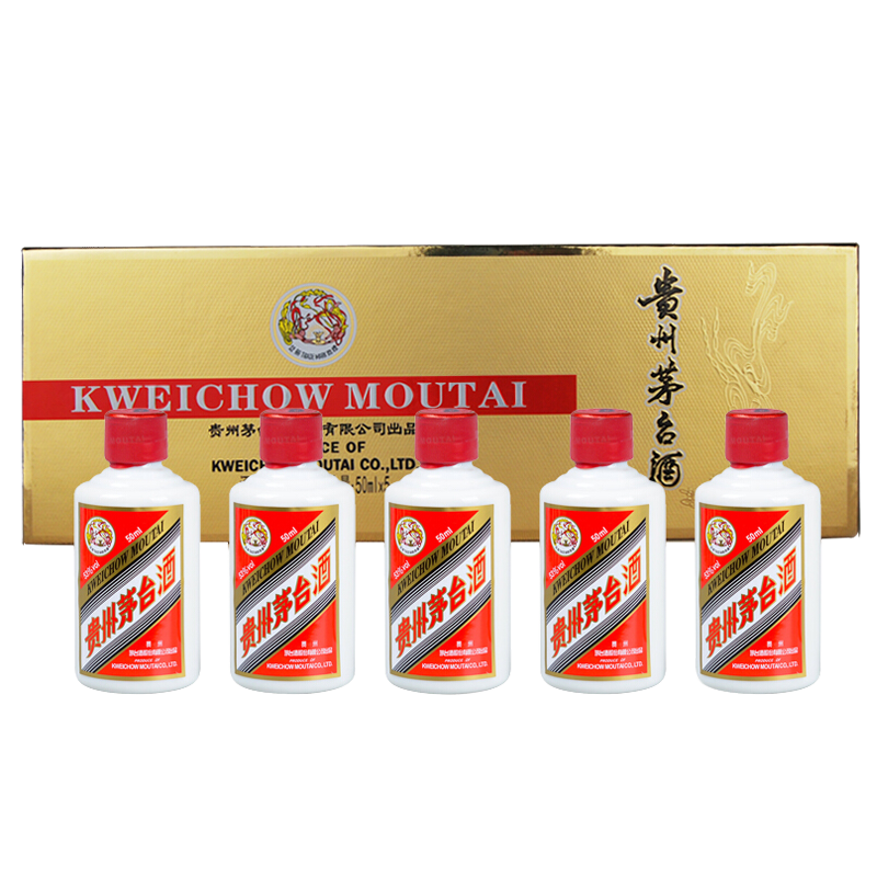 PLUS会员：（MOUTAI）茅台飞天 金色条盒装 酱香型白酒 53度 50ml*5瓶 950.4元