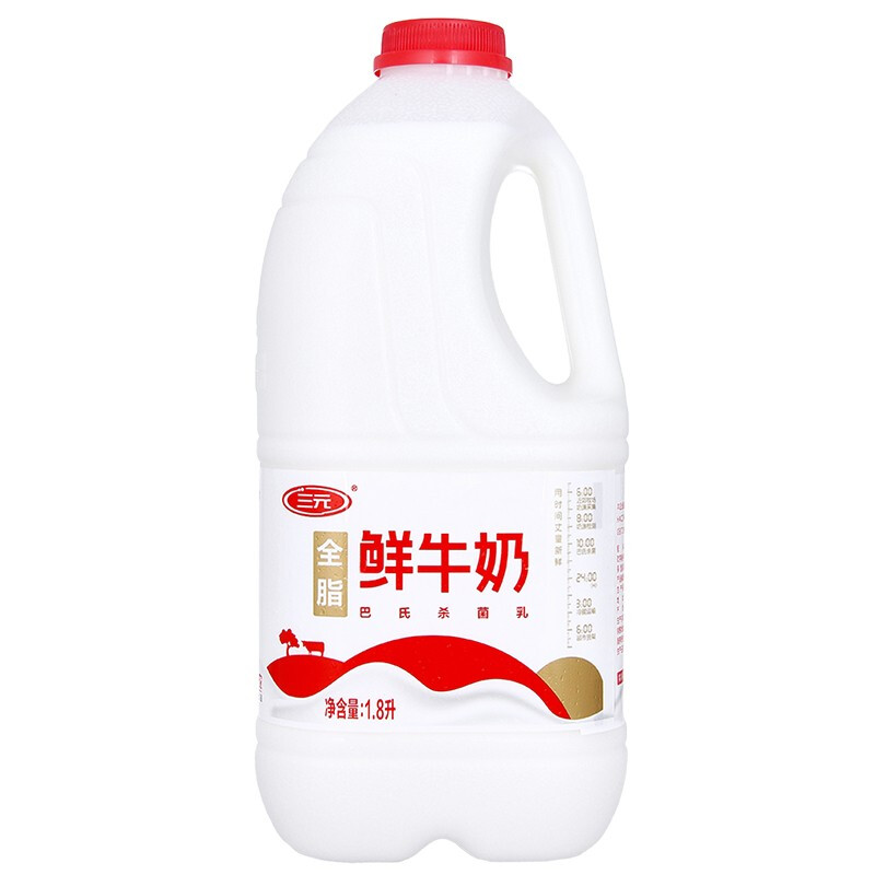 SANYUAN 三元 全脂鲜牛奶 1.8L 券后13.7元