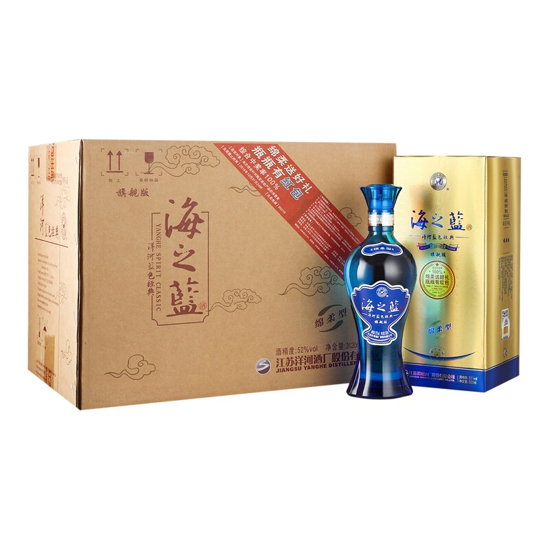 YANGHE 洋河 海之蓝 52度 绵柔浓香型白酒 520ml*6瓶 券后761.32元