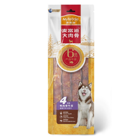 Myfoodie 麦富迪 狗零食磨牙棒 鸭肉牛皮卷420g 37元