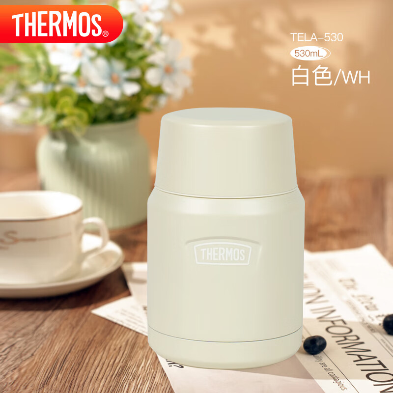 THERMOS 膳魔師 燜燒杯304不銹鋼530ml燜燒罐保溫飯盒保溫桶燜燒壺TELA-530 WH 白色 1元