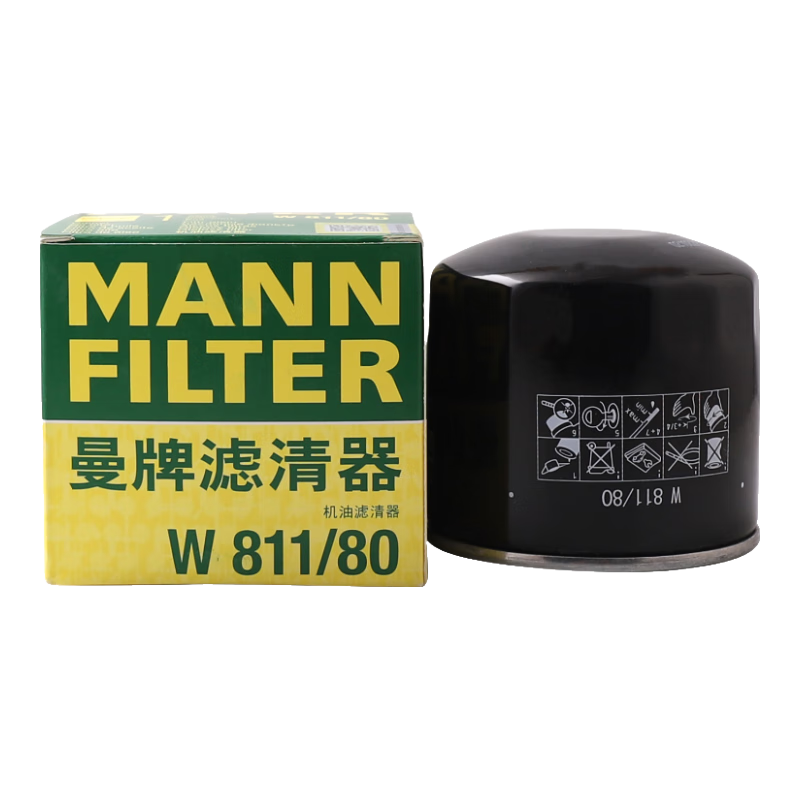 曼牌（MANNFILTER）机油滤清器机滤机油滤芯W811/80起亚领动ix35途胜朗动名图索纳塔 ￥17