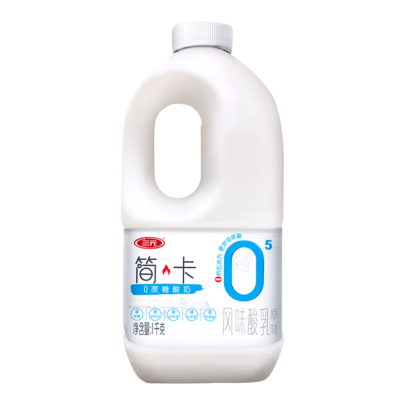 plus、概率券：三元 简卡0添加蔗糖原味风味酸乳酸牛奶1kg/桶 6.9元