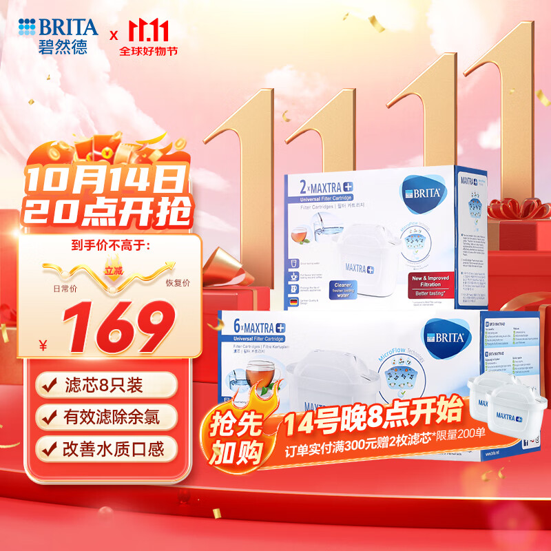 BRITA 碧然德 滤水壶滤芯 Maxtra+ 8只装 ￥169