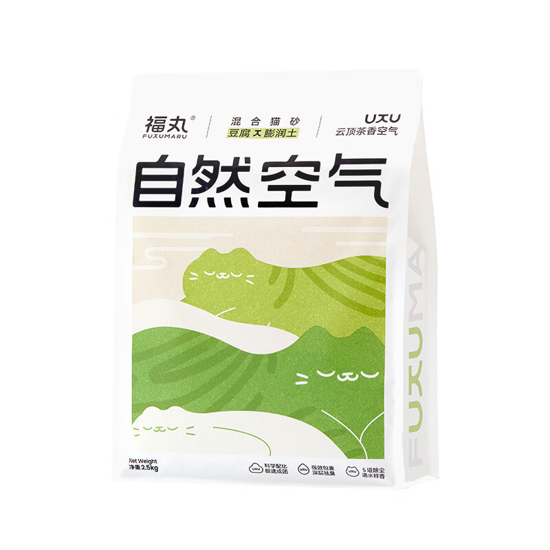 京东PLUS：FUKUMARU 福丸 自然空气混合猫砂 云顶茶香 2.5kg*4袋 56元