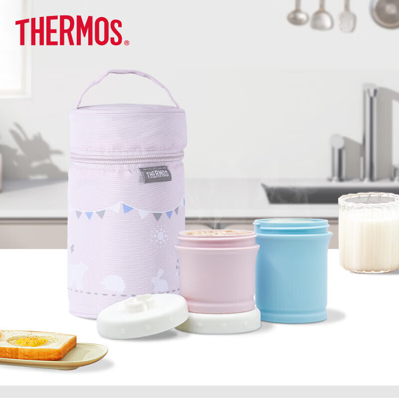 THERMOS 膳魔師 便攜式兒童粥桶 嬰兒輔食罐 飯盒 NPE-240-P 130ml+90ml 粉色 36.33元（需買2件，需用券）