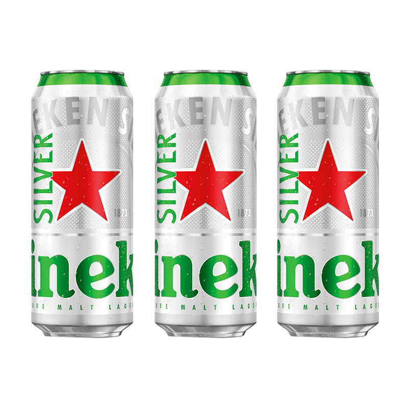 喜力星银500ml*3听 喜力啤酒Heineken Silver  12.9元