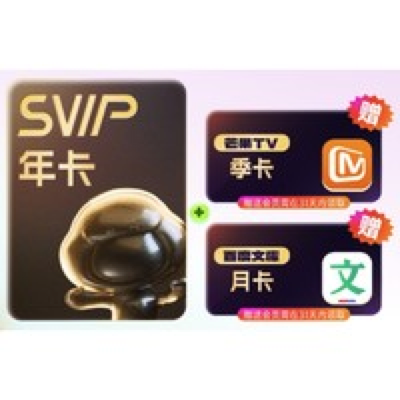 百度網(wǎng)盤 SVIP年卡+芒果TV季卡+百度文庫(kù)月卡 176元