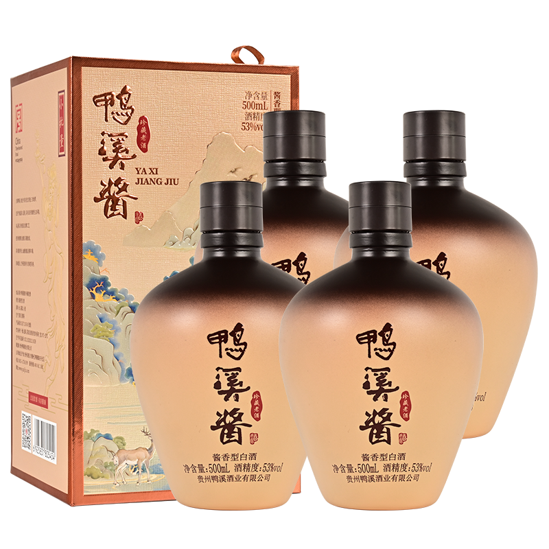 双11狂欢、需首购、PLUS会员：鸭溪酱 珍藏老酒 酱香型白酒 500ml*4坛 整箱装 698.4元包邮（需领券）