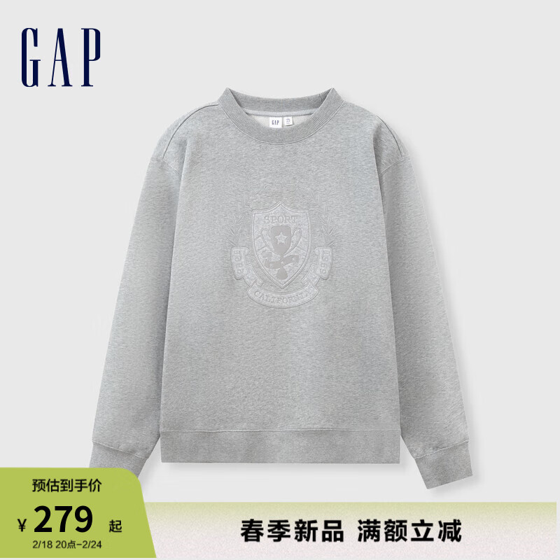 Gap 盖璞 男女装春季2024新款LOGO学院风宽松廓形卫衣885515休闲上衣 168元