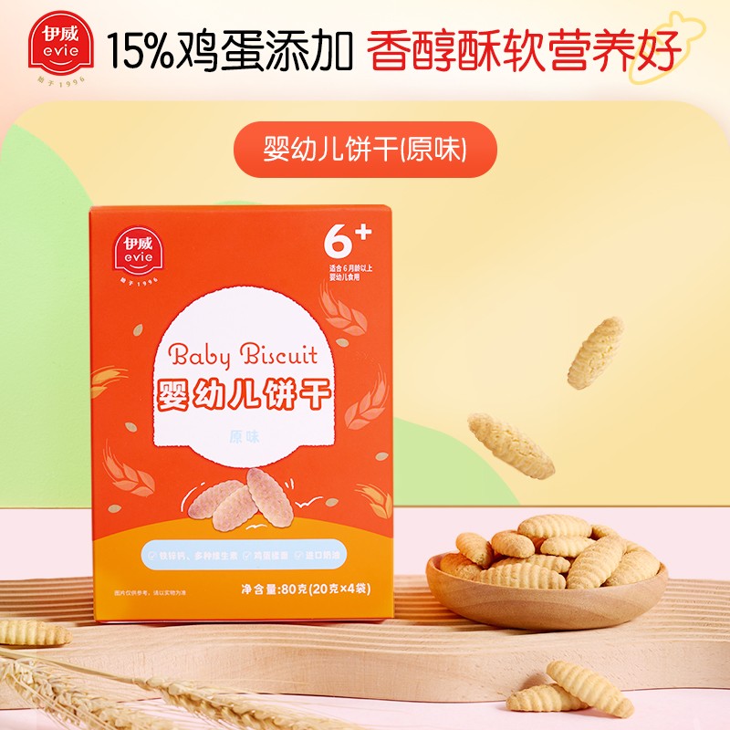 Eastwes 伊威 婴幼儿宝宝零食 原味磨牙饼干80g 含钙铁锌6月+ 4.54元（需买3件，需用券）