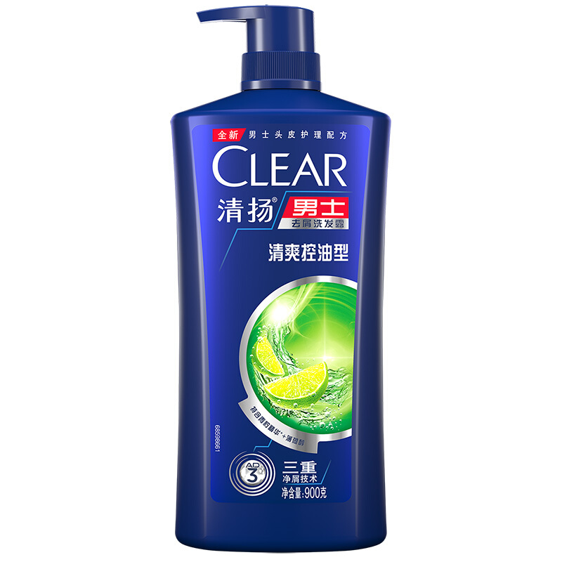 CLEAR 清揚 男士去屑洗發(fā)露 清爽控油型 900g+凡士林沐浴露100ml() 券后50.01元