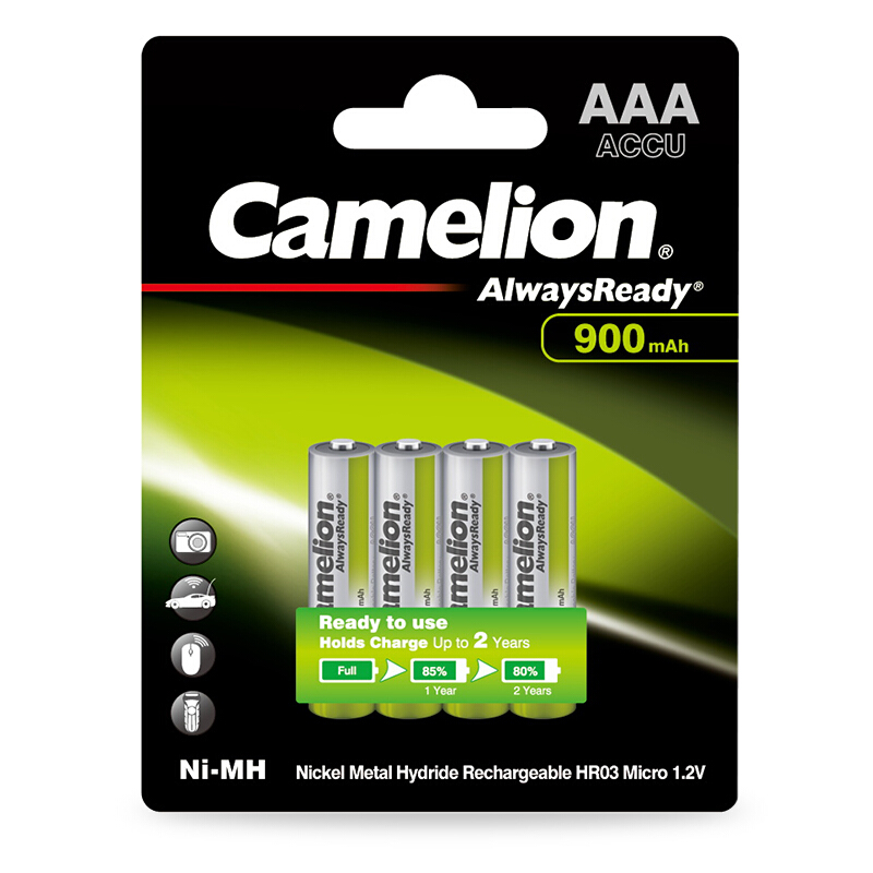 Camelion 飛獅 NH-AAA900ARBP4 7號(hào)鎳氫充電電池 1.2V 900mAh 4粒裝 券后12.4元