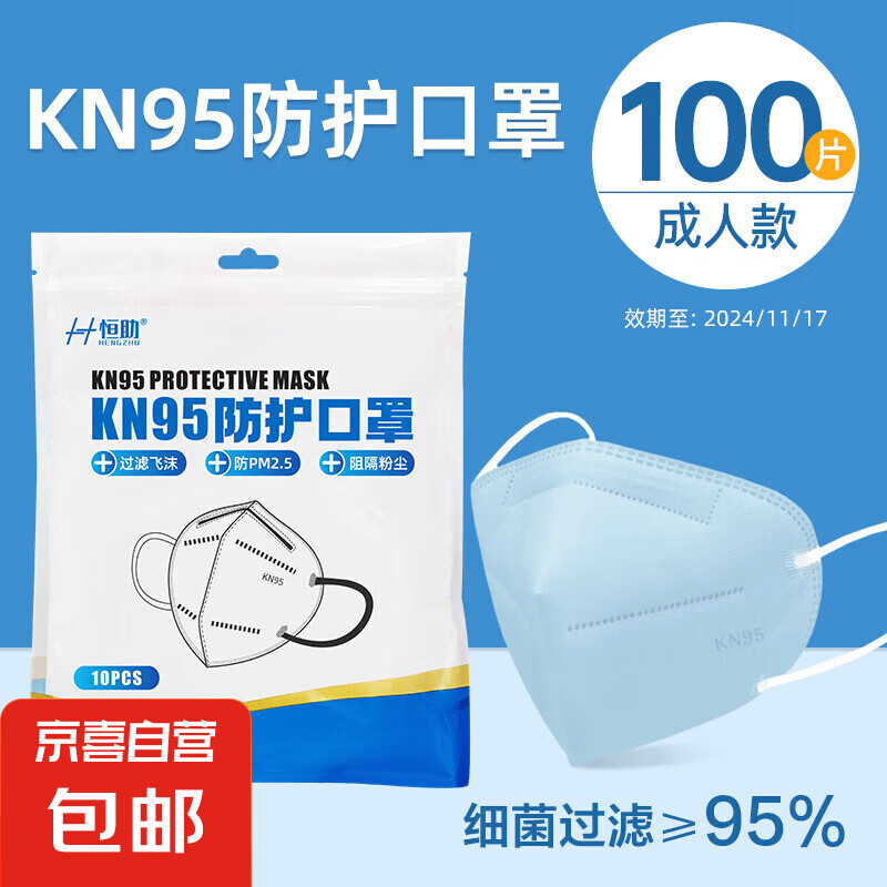 N95醫(yī)用口罩5層防護雙層熔噴布柳葉魚型 KN95口罩100片 7.9元