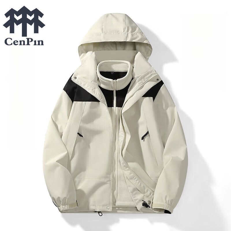 CENPIN 誠品 三合一沖鋒衣 象牙白 3XL ￥84.18