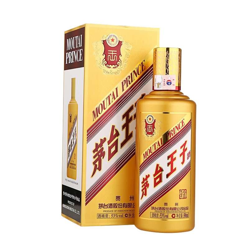 新活動(dòng)、百億補(bǔ)貼：茅臺(tái) 金王子 醬香型白酒 53度 500ml*1 單瓶裝 207.9元（需plus會(huì)員）