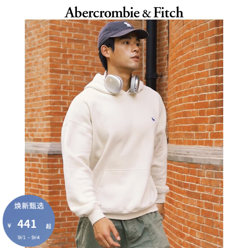 Abercrombie & Fitch 男士小麋鹿套頭抓絨連帽衛(wèi)衣 KI122-4259 280元