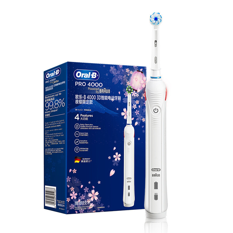 Oral-B 歐樂B 歐樂-B P4000 電動(dòng)牙刷 櫻花白 夜櫻 234.05元（雙重優(yōu)惠）