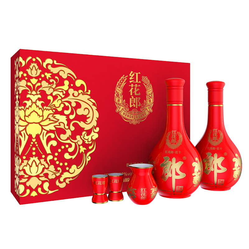 郎酒紅花郎十雙瓶禮盒 53度醬香型500mL 2瓶 504.01元（需領(lǐng)券）