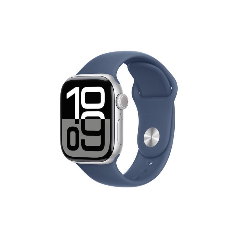 Apple 苹果 Watch Series 10 智能手表 GPS+蜂窝网络款 42mm 银色 丹宁色橡胶表带 S/M 券后3199元