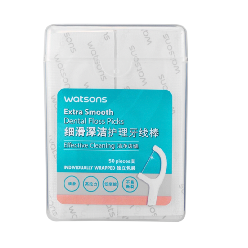 watsons 屈臣氏 atsons 屈臣氏 細(xì)滑深潔護理牙線棒獨立盒裝 50支 10.9元