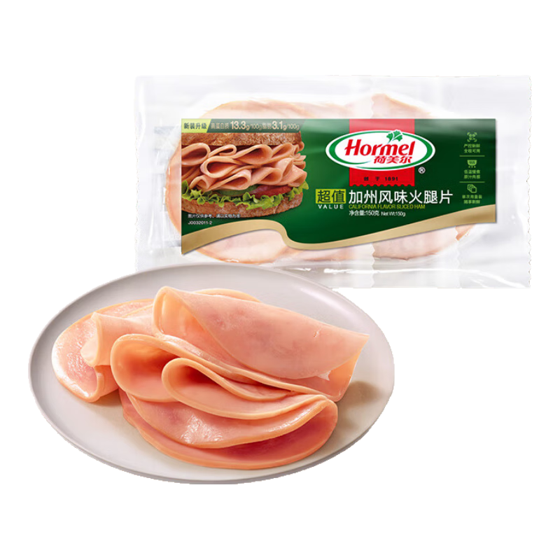 PLUS會員：荷美爾（Hormel）超值加州風味火腿片150g/袋*7件 56.21元（合8.03元/件）