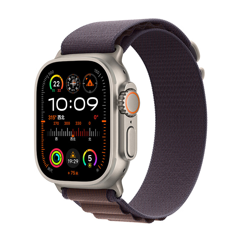 Apple 苹果 Watch Ultra2 智能手表 GPS+蜂窝版 49mm 钛金属原色 靛蓝色高山回环式表带 M 券后5141.24元