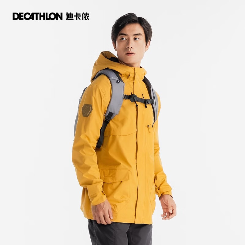 PLUS會員：迪卡儂 沖鋒衣 男山系登山服 外套夾克NH500 姜黃色 新版 XL 276.6元包郵（需領(lǐng)券）