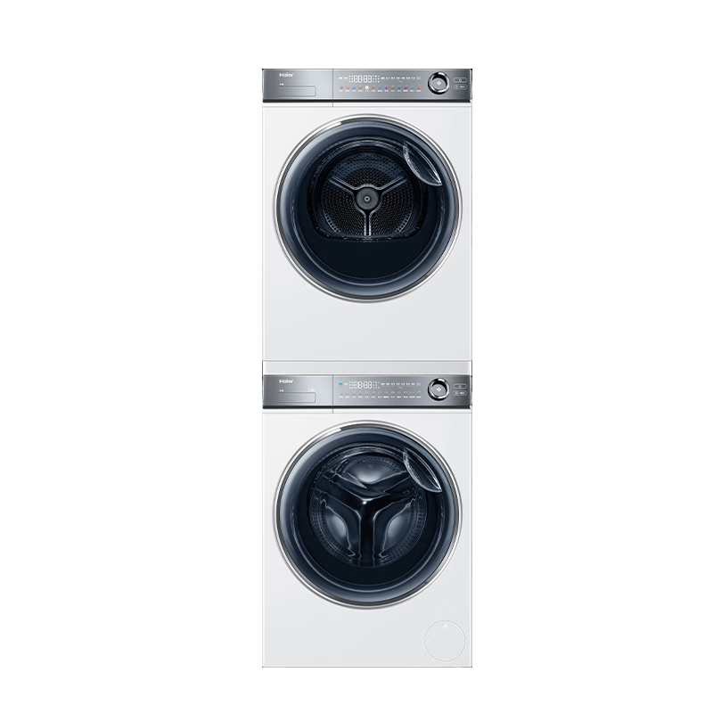 双11狂欢、PLUS会员：Haier 海尔 云溪冠军版HGY100-F376WU1+XQG100-BD14376LWU1 热泵式洗烘套装 白色 7408.01元 包邮（双重优惠）