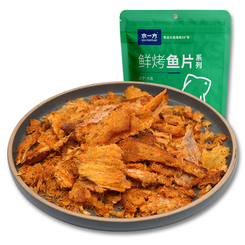 水一方 现烤烤鱼片海味零食 大连特产鱼片 香辣先生鱼块60g 34.52元（合5.75元/件）