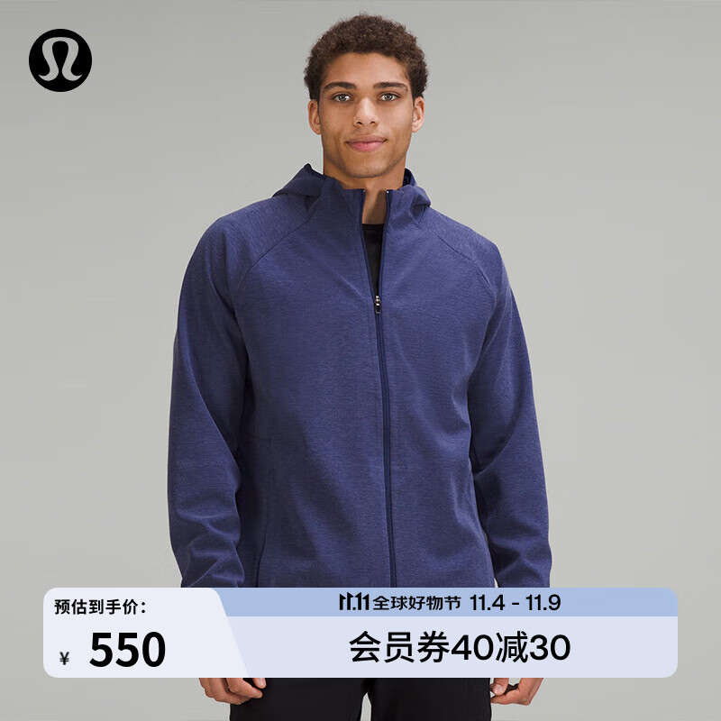 lululemon GridLiner 男士抓絨拉鏈連帽衫 LM3CZ4S 雜色夜海色 S ￥550