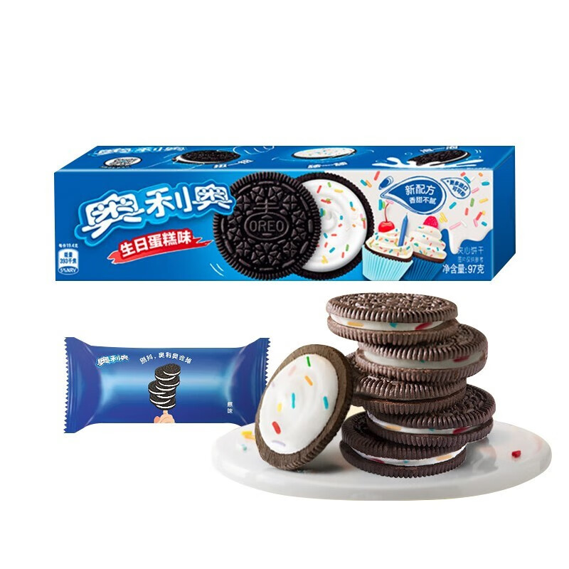 奧利奧（Oreo）果味 夾心餅干 生日蛋糕味97g 28.8元（合5.76元/件）