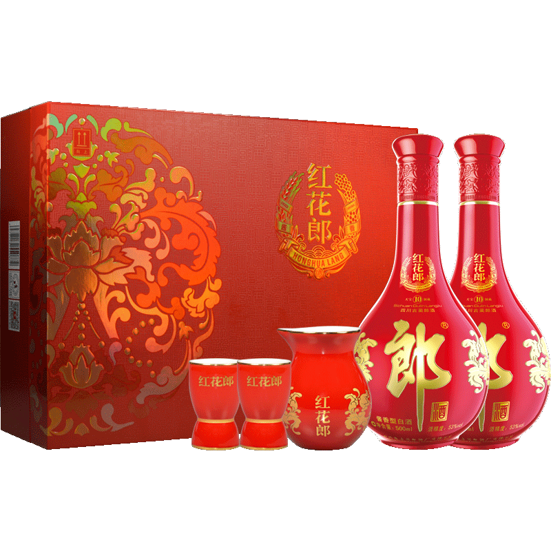 Plus會員:郎酒紅花郎10 醬香型 53度 500ml*2瓶 禮盒 504.5元（需領券）