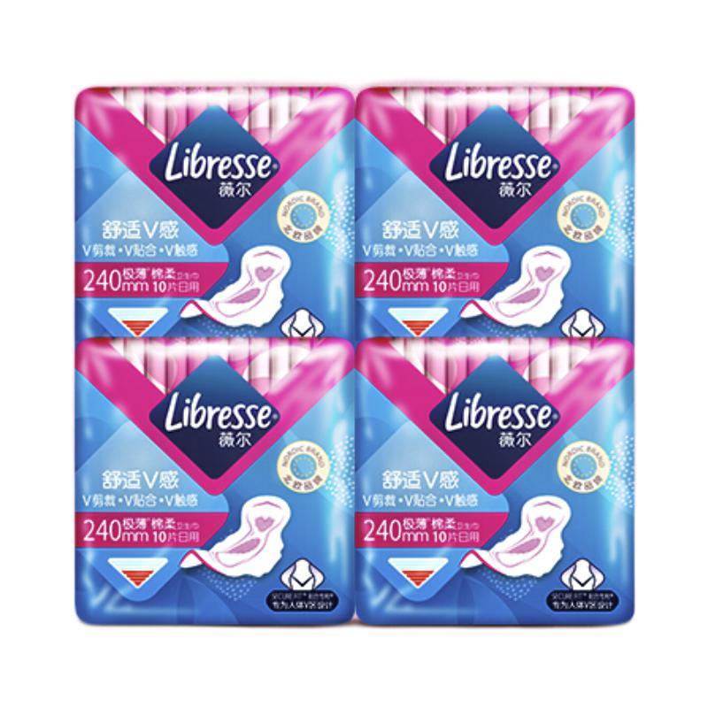 薇爾 Libresse 衛(wèi)生巾姨媽巾 日用衛(wèi)生巾V感系列240*40片 親膚蠶絲觸感 超強(qiáng)吸收 36.23元（需買3件，需用券）