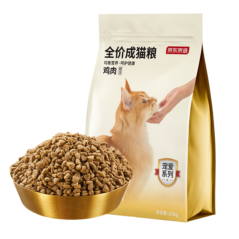 京东京造 【宠爱系列】鸡鱼双拼全价成猫粮 10kg 117.2元