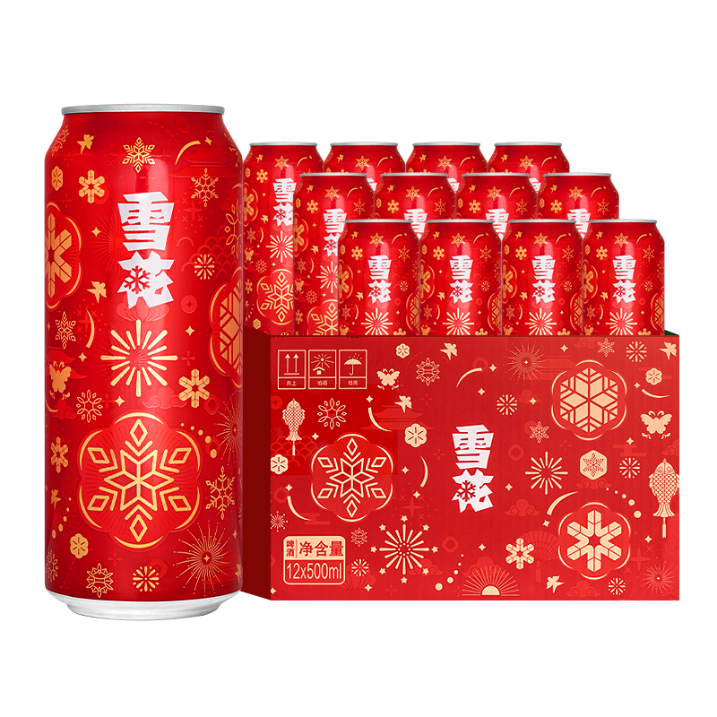 雪花啤酒 节庆红罐8度500ml*12听 × 3件 76.93元（需领券，合25.64元/件）